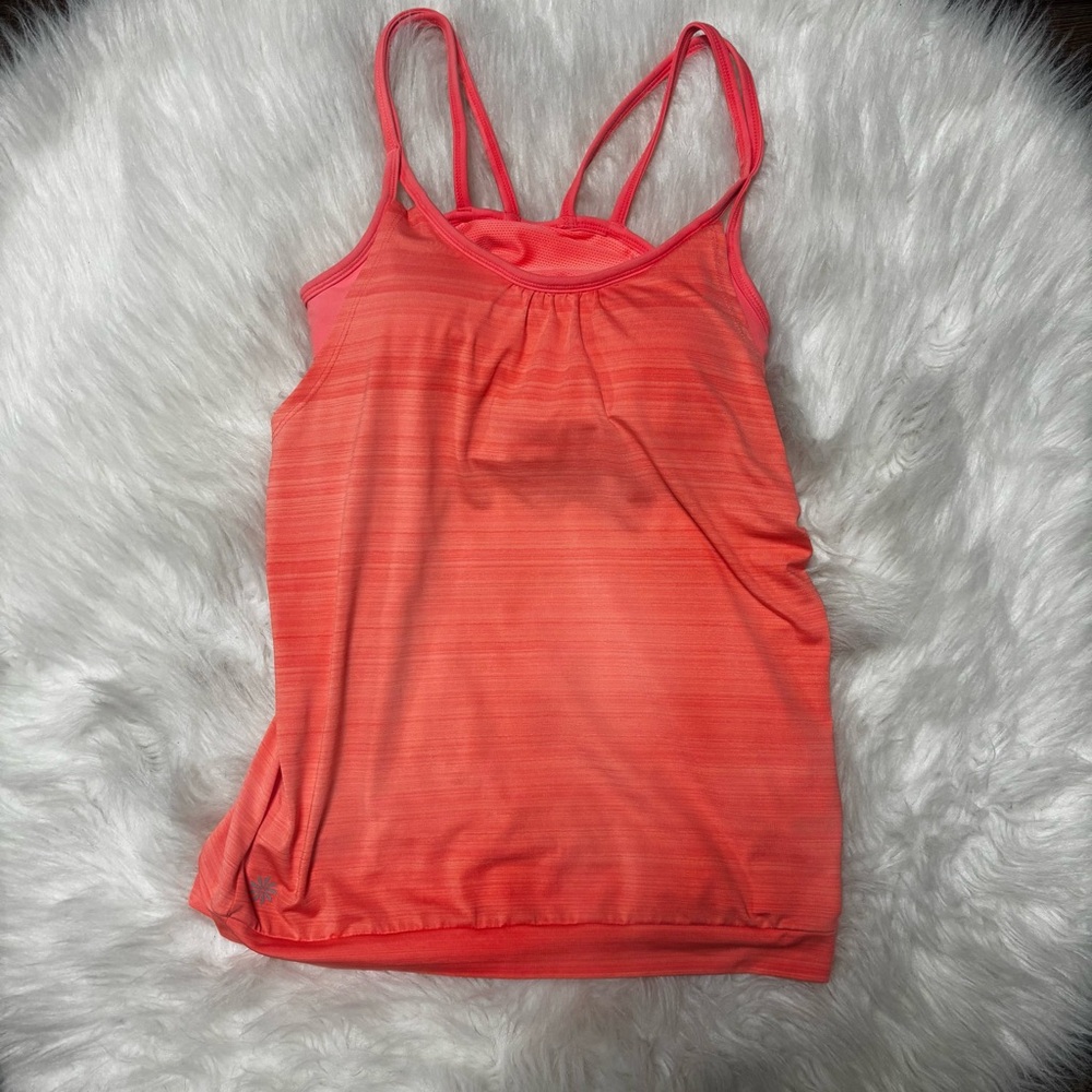 Athleta Coral Colored Tank Top with Built In Sports Bra size Women’s XS